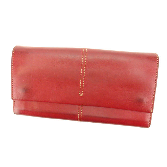 【BIGお買い物ラリー★30%OFFセール中】トッズ TOD’S 長財布ステッチ レッド×ベージュ レディース 中古