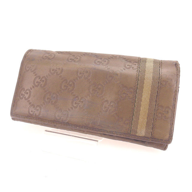【BIGお買い物ラリー★30%OFFセール中】グッチ GUCCI 長財布グッチシマ カーキ レディース 中古