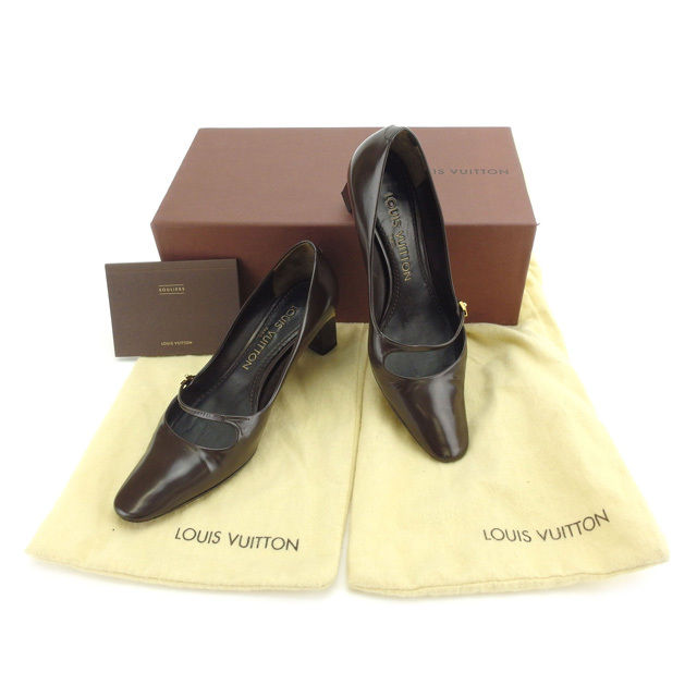 ルイ・ヴィトン LOUIS VUITTON パンプス ♯34 ブラウン×ゴールド レディース 中古