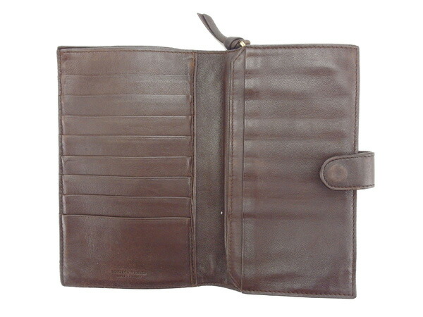 【30％OFF★週末タイムSALE】ボッテガヴェネタ BOTTEGAVENETA 長財布イントレチャート ブラウン×ゴールド レディース 中古_4