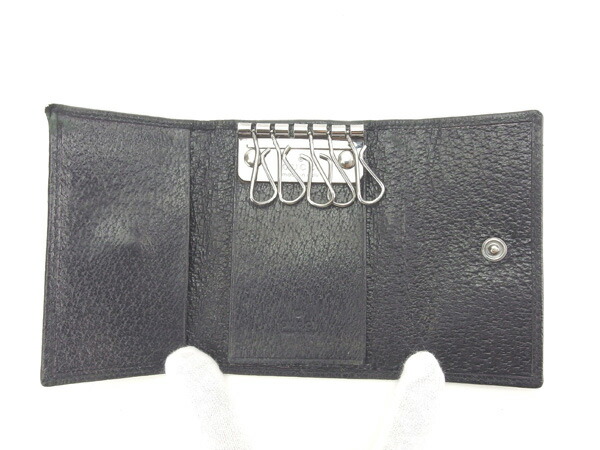グッチ GUCCI キーケースＧＧキャンバス ブラック×シルバー レディース 中古_4