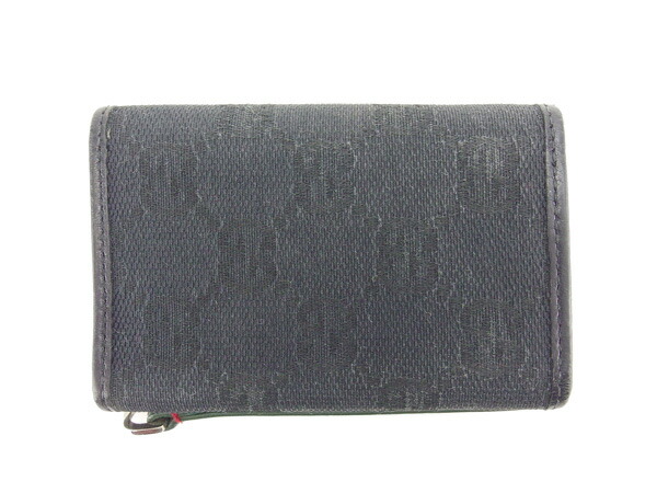 グッチ GUCCI キーケースＧＧキャンバス シェリーライン ブラック×グリーン×レッド レディース 中古_1