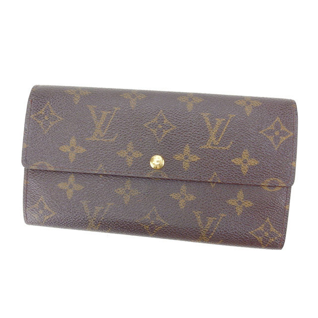 【BIGお買い物ラリー★30%OFFセール中】ルイ・ヴィトン LOUIS VUITTON 長財布モノグラム ポシェットポルトモネクレディ ブラウン レディース 中古