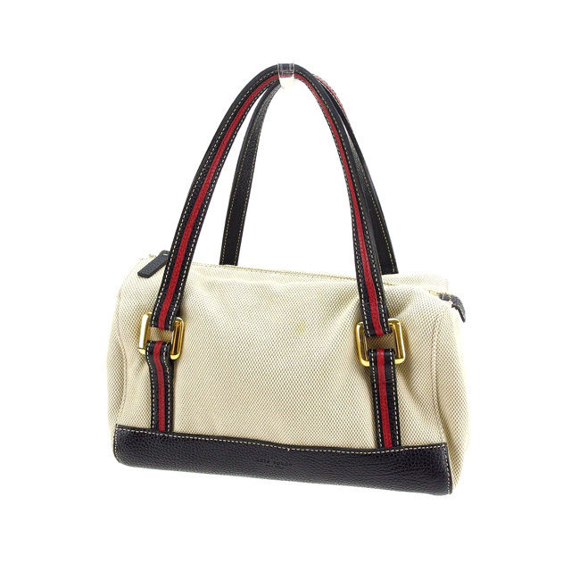 【X'masセール★30%OFF】ケイトスペード Kate Spade ハンドバッグロゴ ベージュ×ブラック×レッド系 レディース 中古