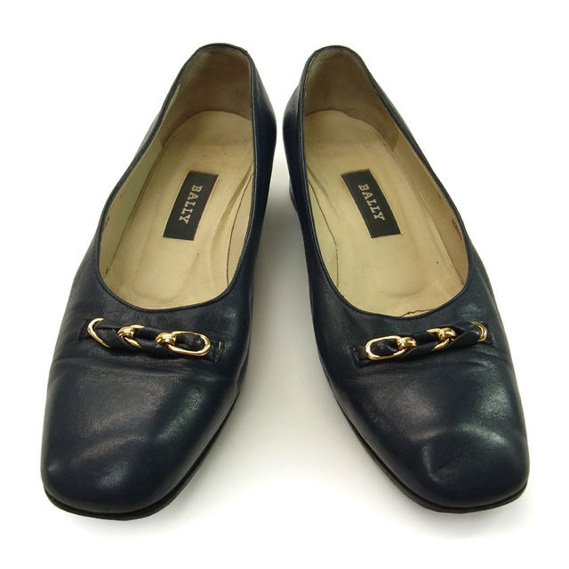 【X'masセール★30%OFF】バリー BALLY パンプス /♯7C ネイビー×ゴールド レディース 中古