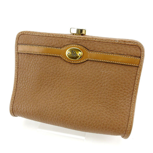 【BIGお買い物ラリー★30%OFFセール中】クリスチャンディオール Christian Dior 二つ折り財布 ブラウン レディース 中古
