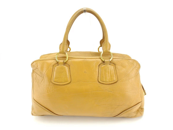 ミュウミュウ MIUMIU ハンドバッグ ベージュ×ゴールド レディース 中古_1