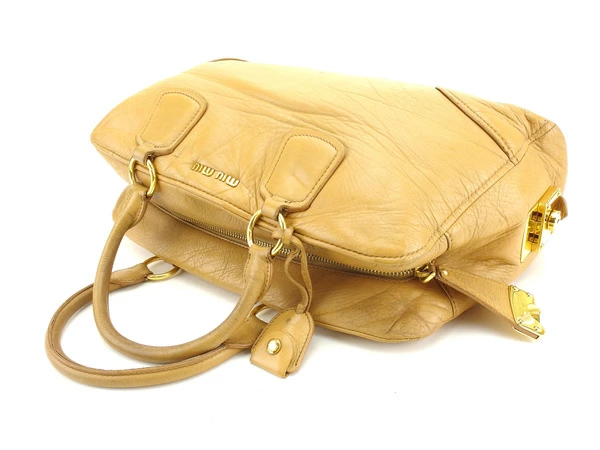 ミュウミュウ MIUMIU ハンドバッグ ベージュ×ゴールド レディース 中古_2