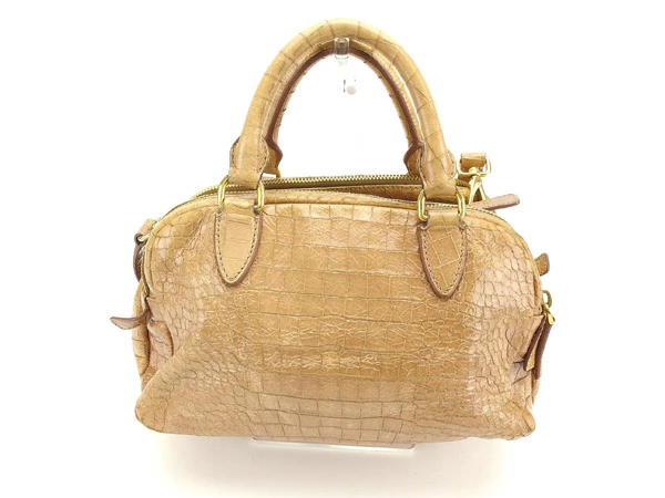 ミュウミュウ MIUMIU ショルダーバッグ クロコダイル調 ロゴ入り