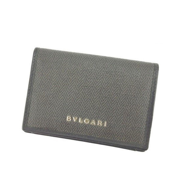 【X'masセール★30%OFF】ブルガリ BVLGARI 名刺入れ ブラック×グレー レディース 中古