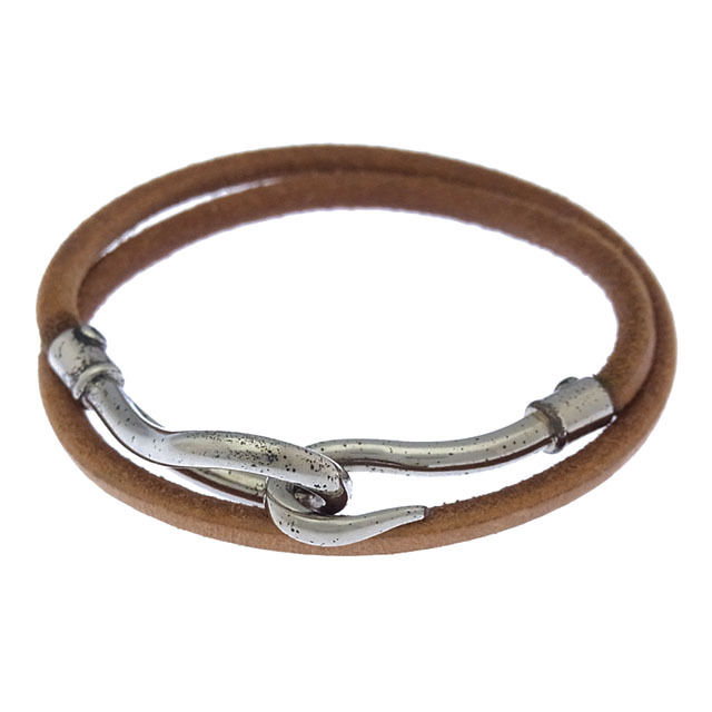 【30％OFF★週末タイムセール】エルメス HERMES ブレスレットジャンボブレス シルバー×ブラウン レディース 中古