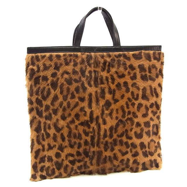 【BIGお買い物ラリー★30%OFFセール中】ロエベ LOEWE ハンドバッグレオパード ベージュ×ブラウン×ブラック レディース 中古