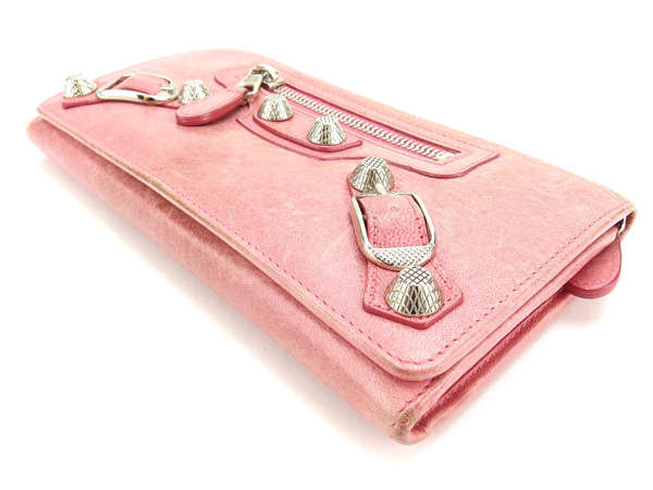 バレンシアガ BALENCIAGA 長財布 ジャイアントマネー ピンク×シルバー