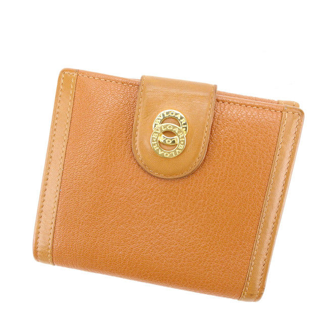 【BIGお買い物ラリー★30%OFFセール中】ブルガリ BVLGARI 二つ折り財布ドッピオトンド ライトブラウン レディース 中古