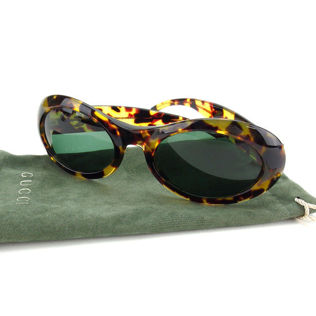 【BIGお買い物ラリー★30%OFFセール中】グッチ GUCCI サングラスべっ甲柄 インターロッキングG クリアグリーン×ベージュ×ブラウン系 レディース 中古