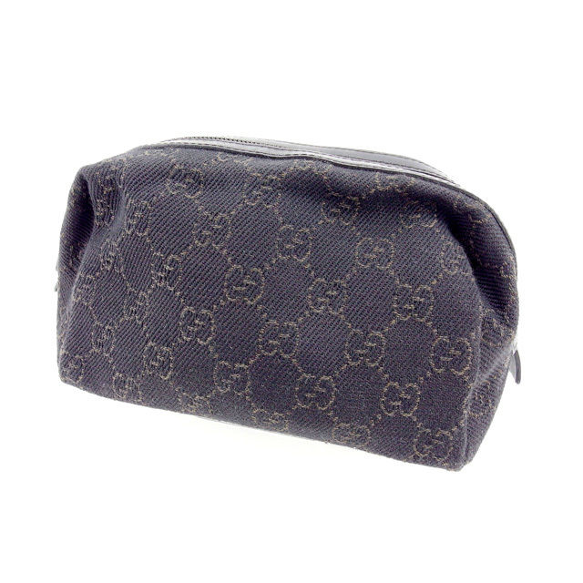 【BIGお買い物ラリー★30%OFFセール中】グッチ GUCCI ポーチＧＧキャンバス ダークブラウン レディース 中古