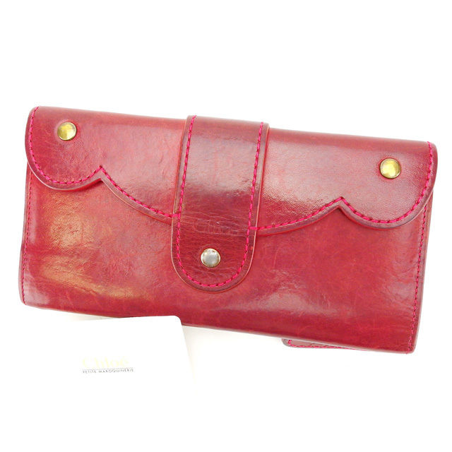 【BIGお買い物ラリー★30%OFFセール中】クロエ Chloe 三つ折り財布 レッド レディース 中古