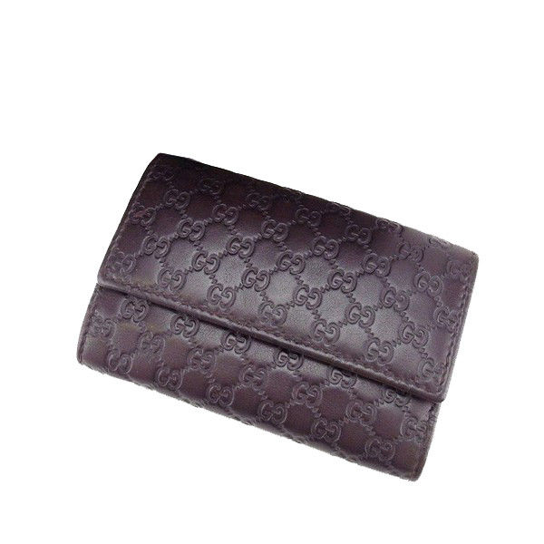 【BIGお買い物ラリー★30%OFFセール中】グッチ GUCCI キーケースマイクログッチシマ ダークブラウン×ゴールド レディース 中古