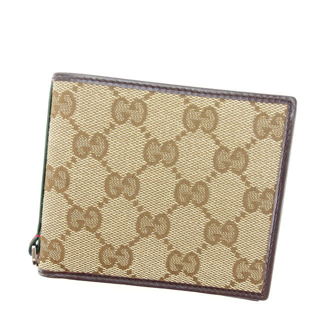 【X'masセール★30%OFF】グッチ GUCCI 札入れＧＧキャンバス ブラウン×ベージュ レディース 中古