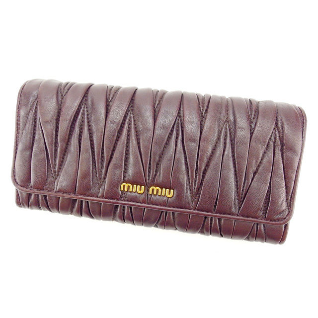 【X'masセール★30%OFF】ミュウミュウ MIUMIU 長財布マテラッセ パープル レディース 中古