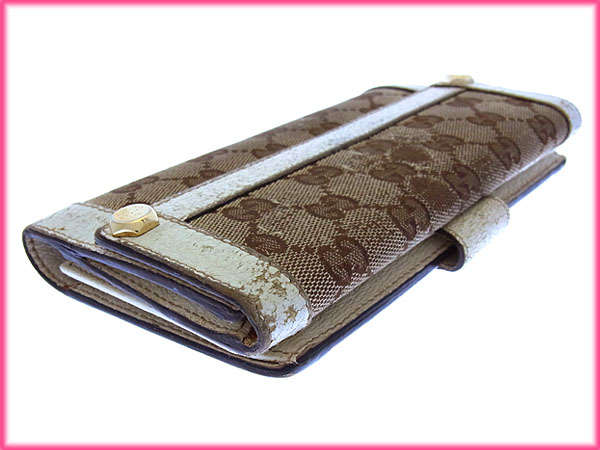 グッチ GUCCI 長財布 GGキャンバス 六角ビット付き ベージュ系