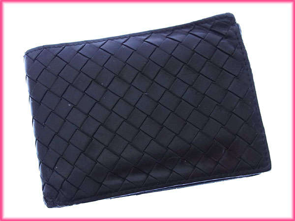 ボッテガヴェネタ BOTTEGAVENETA 二つ折り財布イントレチャート ブラック レディース 中古_1