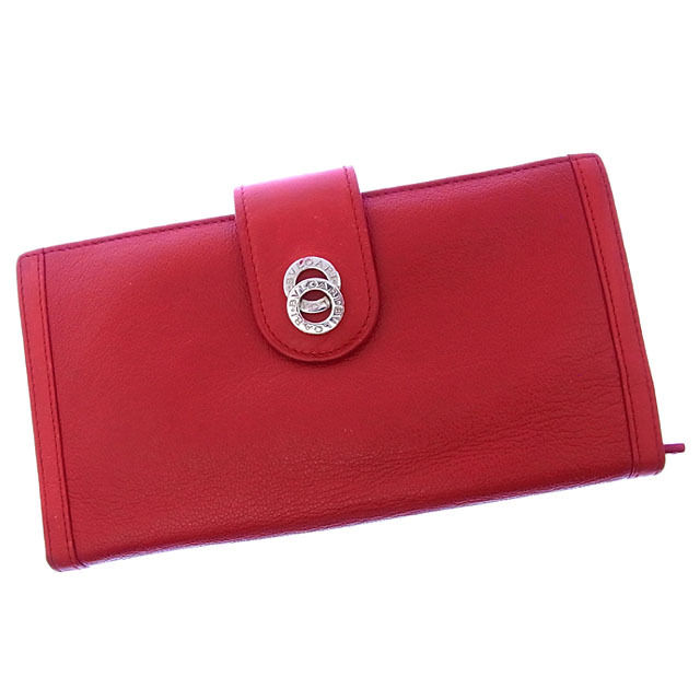 【BIGお買い物ラリー★30%OFFセール中】ブルガリ BVLGARI 長財布ドッピオトンド レッド×シルバー レディース 中古