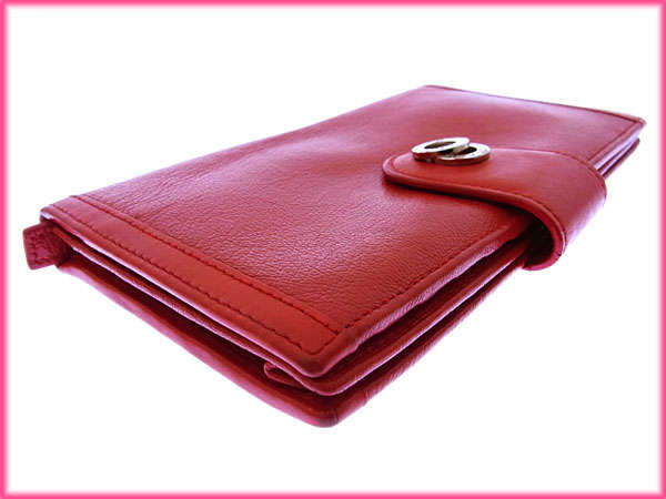 【週末タイムSALE★30%OFF】ブルガリ BVLGARI 長財布ドッピオトンド レッド×シルバー レディース 中古