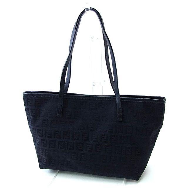 フェンディキャンバスズッキーノ大容量トートバッグブラック