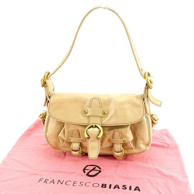 【X'masセール★30%OFF】フランチェスコ・ビアジア FRANCESCO BIASIA ショルダーバッグ ベージュ レディース 中古