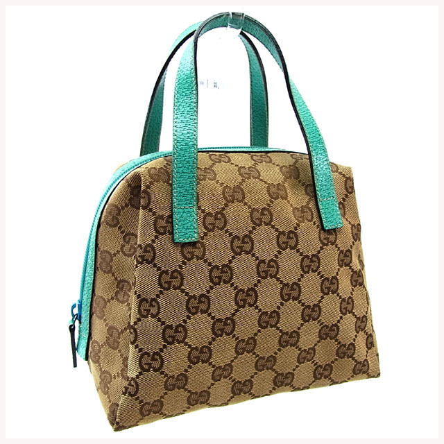 【BIGお買い物ラリー★30%OFFセール中】グッチ GUCCI ハンドバッグＧＧキャンバス ベージュ×ブラウン×グリーン レディース 中古