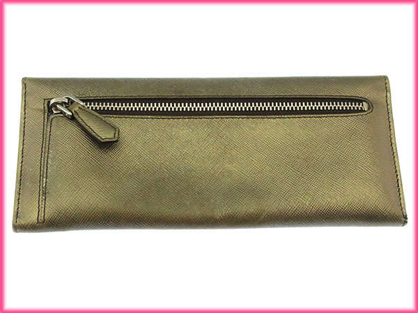 【30％OFF★週末タイムセール】プラダ PRADA 長財布ロゴ ゴールド×シルバー レディース 中古_2