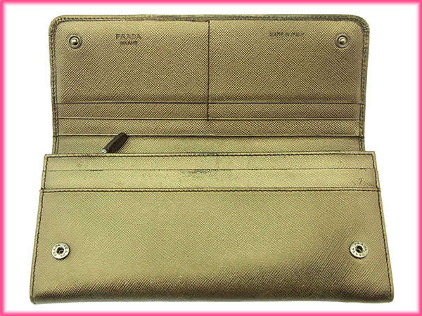 【30％OFF★週末タイムセール】プラダ PRADA 長財布ロゴ ゴールド×シルバー レディース 中古_3