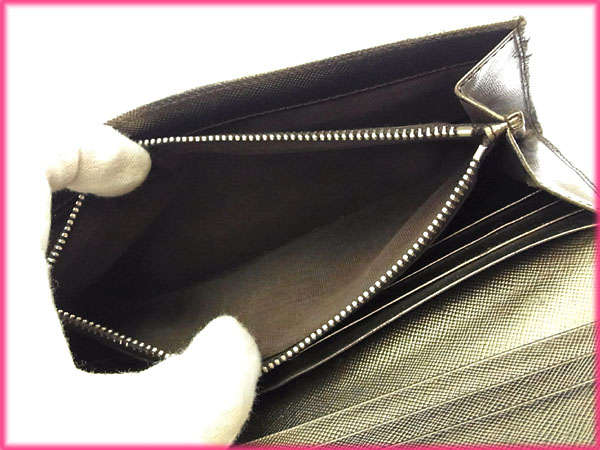 【30％OFF★週末タイムセール】プラダ PRADA 長財布ロゴ ゴールド×シルバー レディース 中古_6