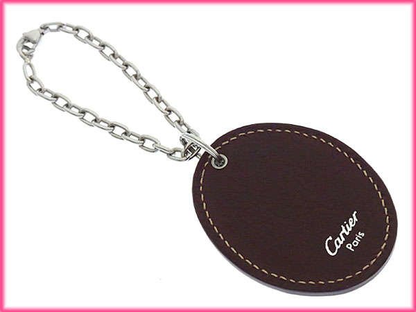 【30％OFF★週末タイムSALE】カルティエ CARTIER キーホルダー2Cモチーフ ボルドー×シルバー レディース 中古_1