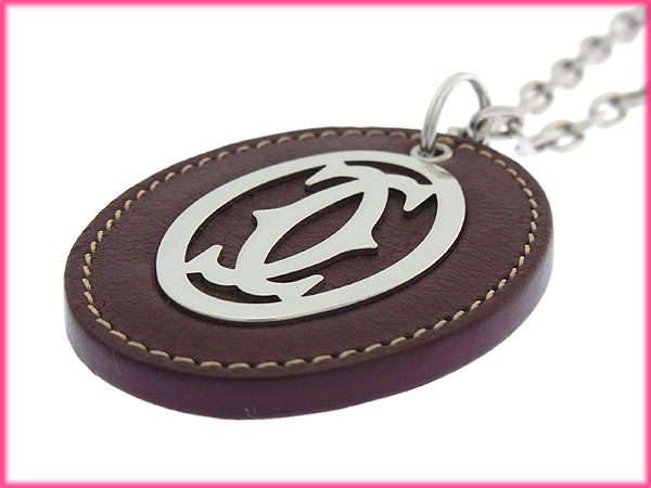 【30％OFF★週末タイムSALE】カルティエ CARTIER キーホルダー2Cモチーフ ボルドー×シルバー レディース 中古_4