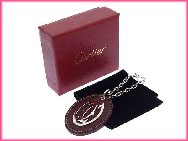 【30％OFF★週末タイムSALE】カルティエ CARTIER キーホルダー2Cモチーフ ボルドー×シルバー レディース 中古_5