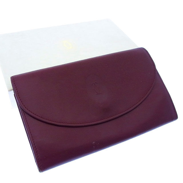 【BIGお買い物ラリー★30%OFFセール中】カルティエ CARTIER 長財布マストライン ボルドー×ゴールド レディース 中古