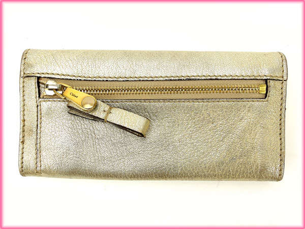 月末SALE☆30%OFF】クロエ Chloe 長財布 ゴールド レディース 中古
