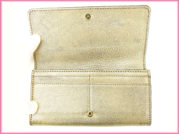 月末SALE☆30%OFF】クロエ Chloe 長財布 ゴールド レディース 中古