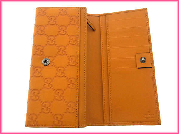 グッチ GUCCI 長財布グッチシマ ダブルGプレート付き オレンジ