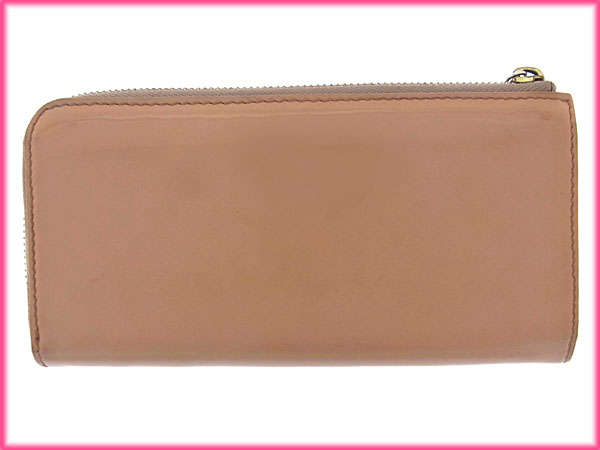 クロエ Chloe 長財布メタルリボン付き ベージュ×ゴールド×ボルドー レディース 中古_2