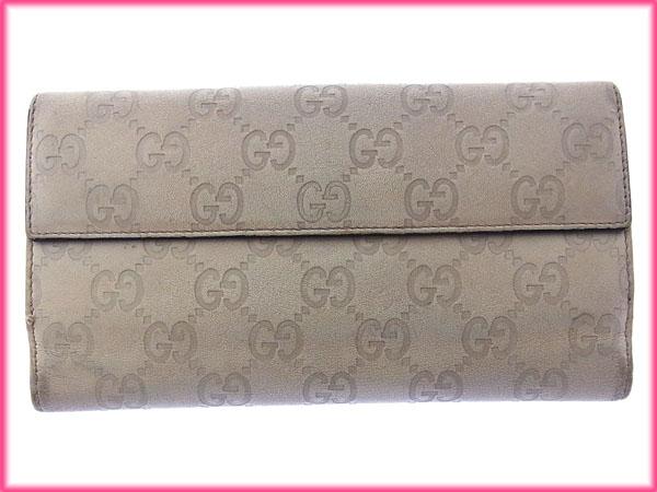 グッチ GUCCI 長財布グッチシマ ハートプレート付き ベージュ×ゴールド レディース 中古_1