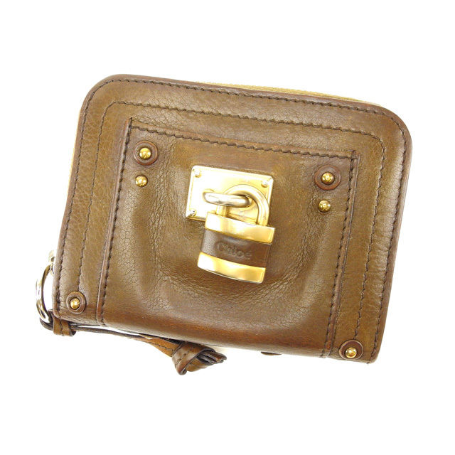 【BIGお買い物ラリー★30%OFFセール中】クロエ Chloe 二つ折り財布バティントン ブラウン系 レディース 中古