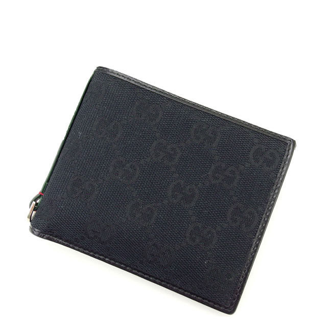 【X'masセール★30%OFF】グッチ GUCCI 札入れＧＧキャンバス シェリー ブラック レディース 中古