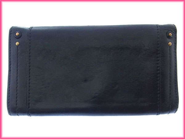 【週末タイムSALE★30%OFF】クロエ Chloe 長財布パディントン ブラック×ゴールド レディース 中古