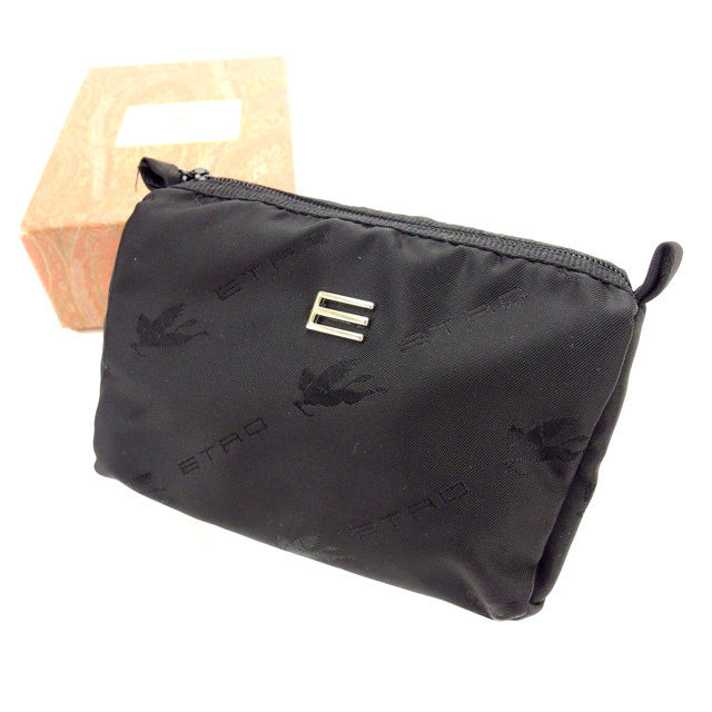 【BIGお買い物ラリー★30%OFFセール中】エトロ ETRO ポーチ ブラック レディース 中古