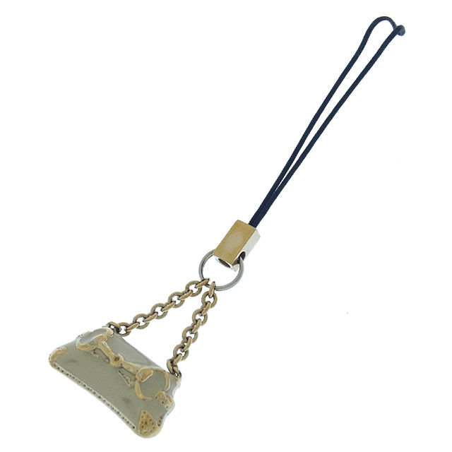 【BIGお買い物ラリー★30%OFFセール中】グッチ GUCCI ストラップバッグチャーム ベージュ×ゴールド レディース 中古