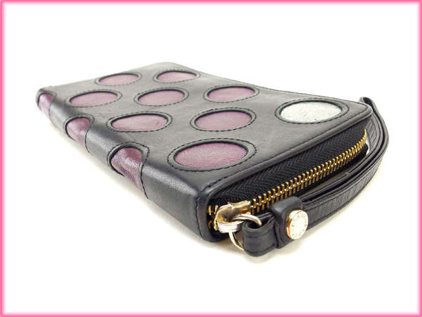 【GWタイムセール】フルラ Furla 長財布 ブラック×パープル レディース 中古_4
