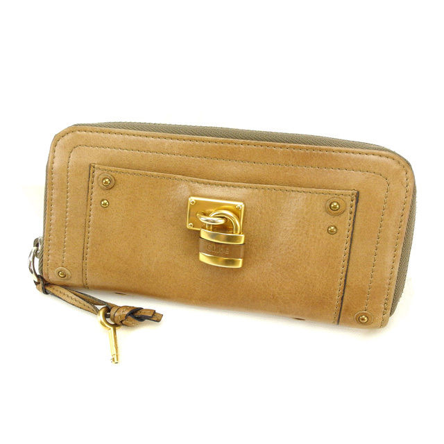 【BIGお買い物ラリー★30%OFFセール中】クロエ Chloe 長財布バティントン ベージュ レディース 中古